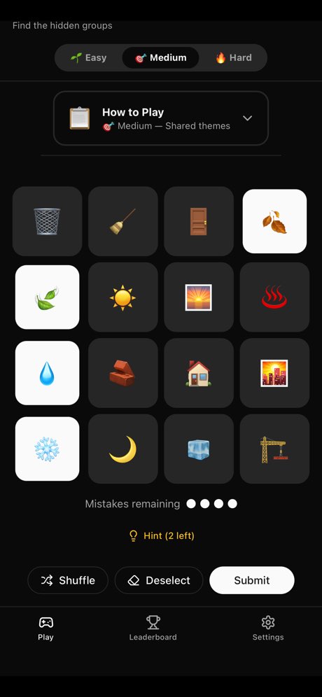 A Groupmoji puzzle grid