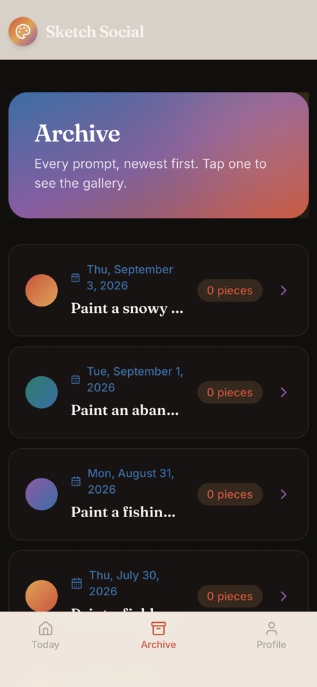 The Sketch Social prompt archive